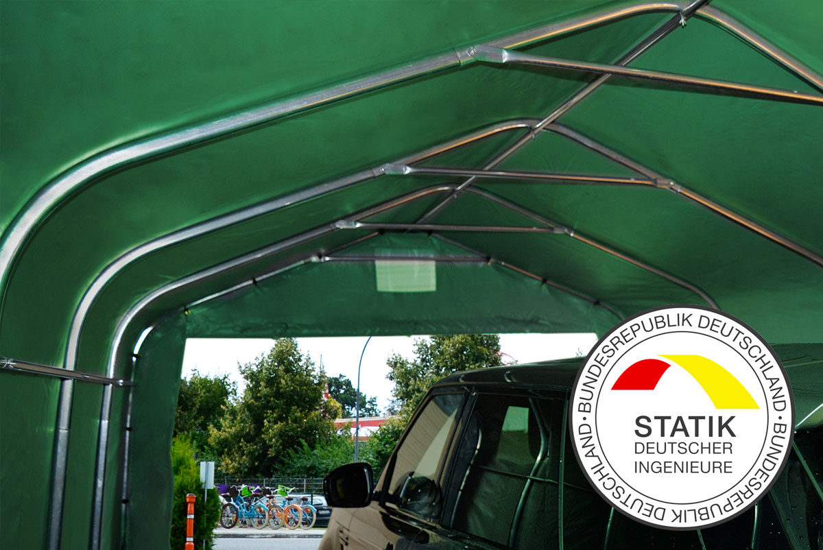 Garagenzelt Carport PE 400x600x305 grau - NG 4 - Febe Store